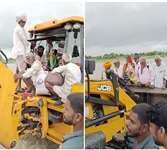 मंदसौर:रक्षाबंधन के अवसर पर JCB से पार करवाई शिवना नदी,कार्यवाही हुई