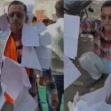 किसान का अनोखा प्रदर्शन, सांसद शिविर में शिकायतों की माला पहनकर पहुंचा